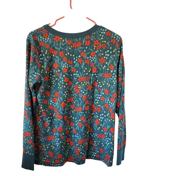 Hanna Andersson Womens Floral Print Long Sleeve Top Size large Green Organic - Picture 2 of 3